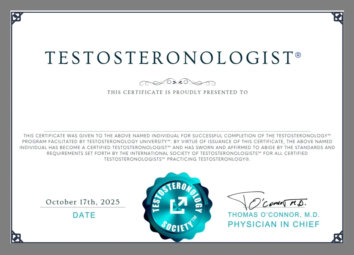 Testosteronologist® certificate