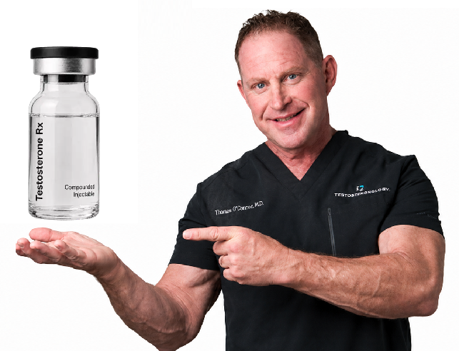 Dr. Thomas O'Connor, MD holding Testosterone Rx